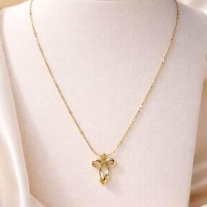 Golden Bow Design Necklace For Women And Girls