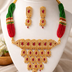 Wedding Wear Kundan Necklace Set with Dangler Earrings for Women & Girls