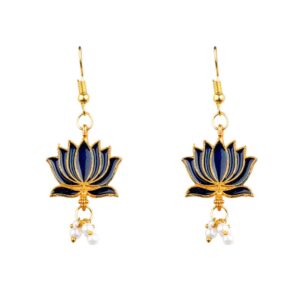 Lotus Traditional Earings With Pearl For Women & Girls