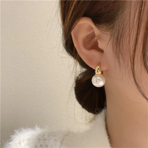 Classic Pearl Drop Earrings With Gold Finish For Women & Girls