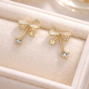 Bow Design With Littel Star Earrings For Women and Girls