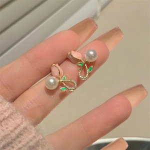 Rose Stud WithPearl Earrings For Women and Girls