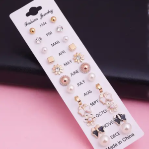 Combo Of 12 Different Shape Stud Earrings Set For Women & Girls