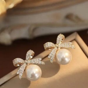 Bow Design Stud Earrings For Women & Girls