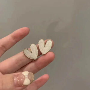 Korean Heart Design Stud Earrings For Women & Girls