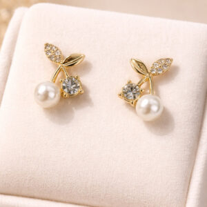 Gold Tone Stud Earrings For Women and Girls