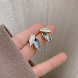 Korean Leaf Design Earrings For Women & Girls