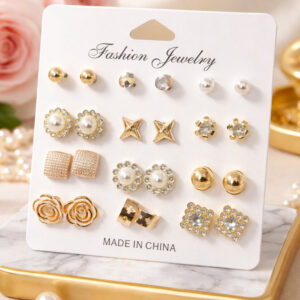 Combo Of 12 Different Shape Stud Earrings Set For Women & Girls