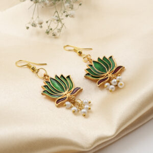 Lotus Traditional Earings With Pearl For Women & Girls
