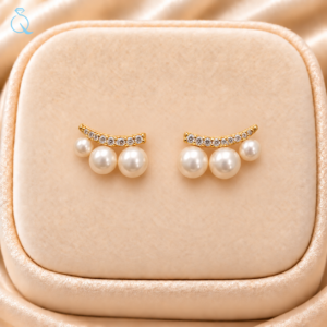 White Pearl Stud Earrings For Women & Girls