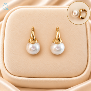 Classic Pearl Drop Earrings With Gold Finish For Women & Girls