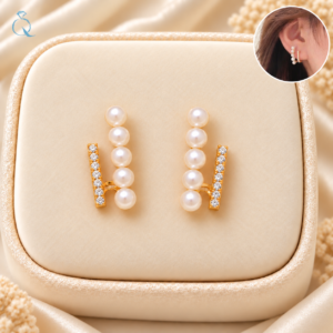 Stylish Pearl Ear Cuff Stud Earrings For Girls and Women