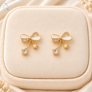 Bow Design With Littel Star Earrings For Women and Girls