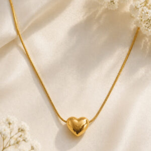 Minimal Gold Heart Chain Necklace For Women & Girls