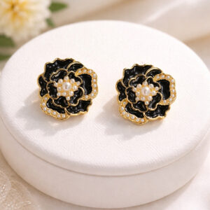 Designer Floral Stud with Pearl Center Earrings For Women and Girls Alloy Stud Earring