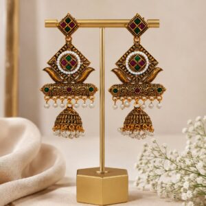 Traditional Ethnic Pearl Jhumki Earrings for Women and Girls