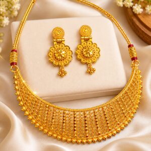 Gold-Plated Choker Necklace Set for Women and Girls