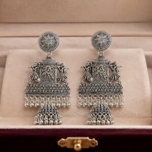 Traditional Oxidised Silver Jhumka Earrings for Women and Girls
