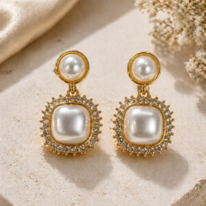 Elegant Pearl & Crystal Drop Earrings for Women and Girls Alloy Drops & Danglers
