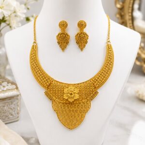 Traditional Gold Plated Wedding Necklace Set For Women and Girls