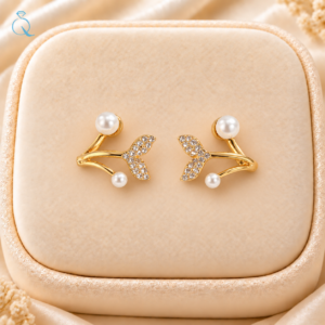 Crystal Leaf & Pearl Accent Earrings Women and Girls