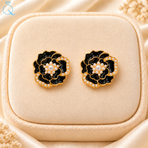Designer Floral Stud with Pearl Center Earrings For Women and Girls
