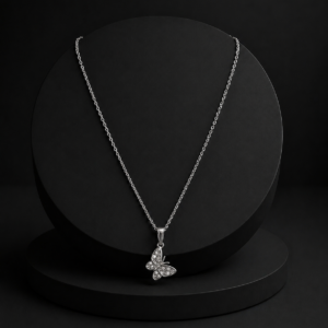 Silver Butterfly Pendant Necklace For Women and Girls