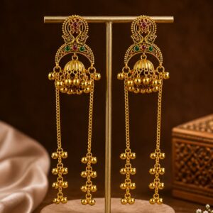 Traditional Gold-Plated Jhumka Earrings For Women and Girls
