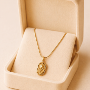 Minimal Gold Plated Floral Pendant Chain Necklace for Women and Girls