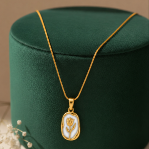 Gold Plated Tulip Flower Pendant Necklace with Chain for Women and Girls