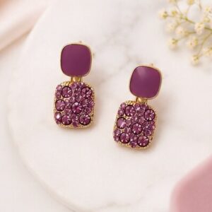 Square Purple Earrings For Women and Girls