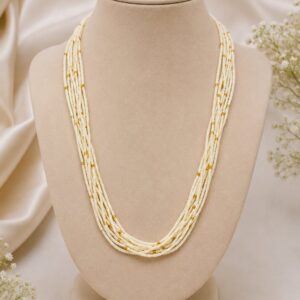 Gold Pearl Layer Beads Necklace For Women and Girls