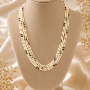 Blue Pearl Multi-Layer Bead Necklace For Women and Girls