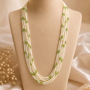 Green Pearl Multi-Layer Bead Necklace For Women and Girls