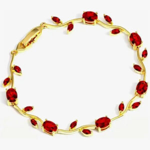 Golden Finish Red Crystal Bracelet for Women and Girls