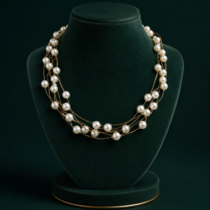 Multi-Layer White Pearl Beaded Necklace for Women and Girls