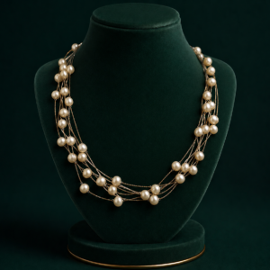 Multi-Layer Cream Pearl Beaded Necklace for Women and Girls