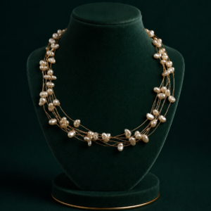Multi-Layer Cream Pearl Beaded Necklace for Women and Girls