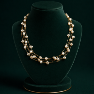 Multi-Layer Cream Pearl Beaded Necklace for Women and Girls