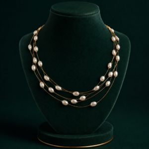 Multi-Layer Cream Pearl Beaded Necklace for Women and Girls