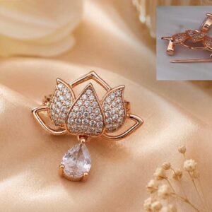 Lotus Diamond Saree Pin For Women and Girls