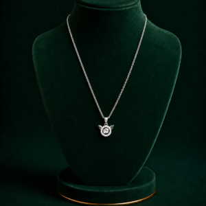 Silver Crystal Pendant Necklace Daily Wear Chain For Women & Girls