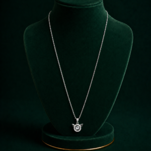 Silver Crystal Pendant Necklace Daily Wear Chain For Women & Girls
