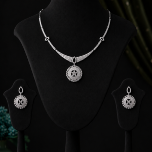 Silver C.Z.Necklace Set with Earrings for Women & Girls