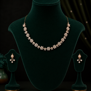 American Diamond C.Z.Necklace Set with Earrings for Women & Girls