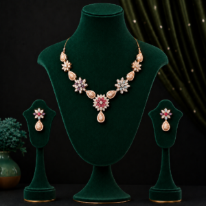 American Diamond C.Z.Necklace Set with Earrings for Women & Girls