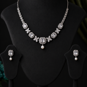 American Diamond C.Z.Necklace Set with Earrings for Women & Girls
