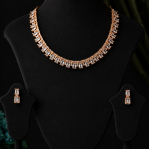 American Diamond C.Z.Necklace Set with Earrings for Women & Girls