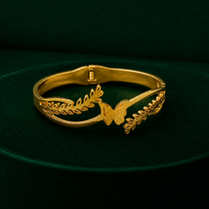 Gold-Plated Butterfly Leaf Openable Kada Bracelet for Women & Girls