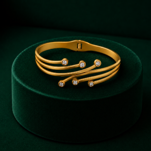 Gold-Plated Open Cuff Bracelet for Women & Girls